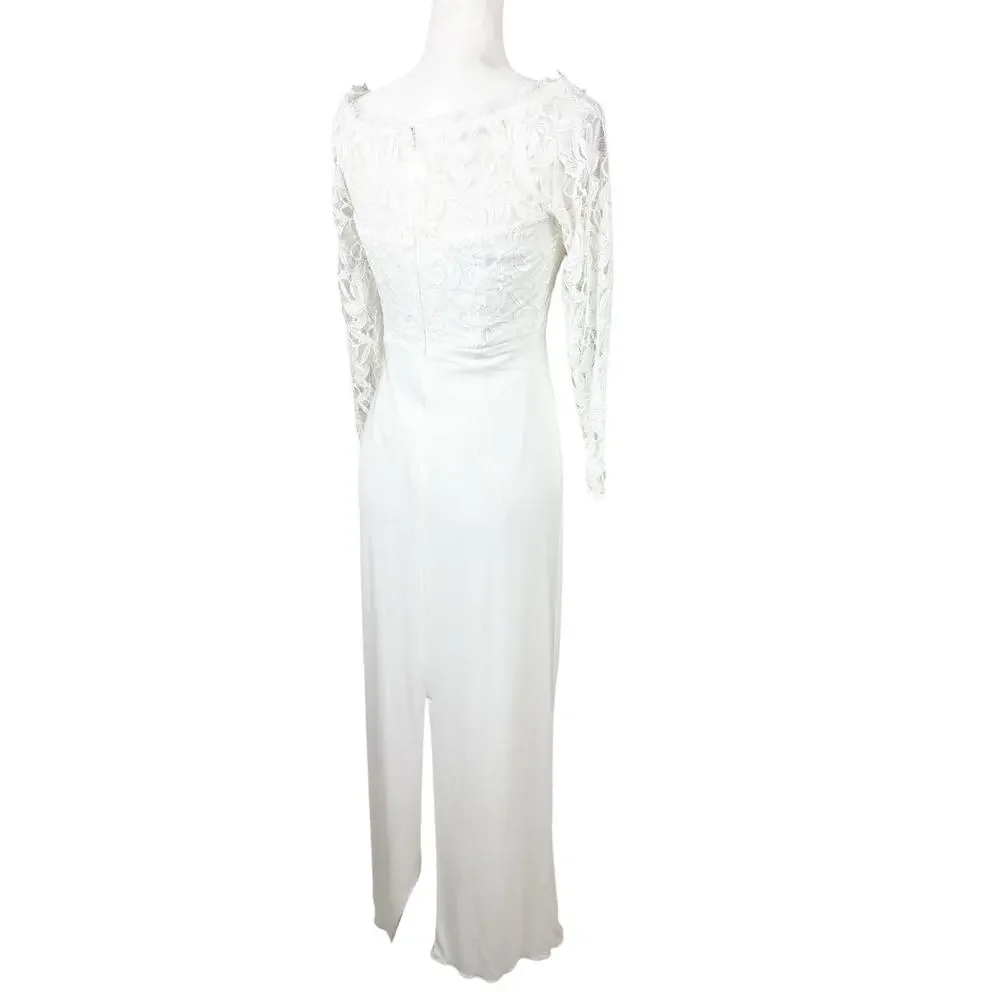 David’s Bridal DB Studio Wedding Dress Womens Size 4 Ivory Lace Elegant Gown New
